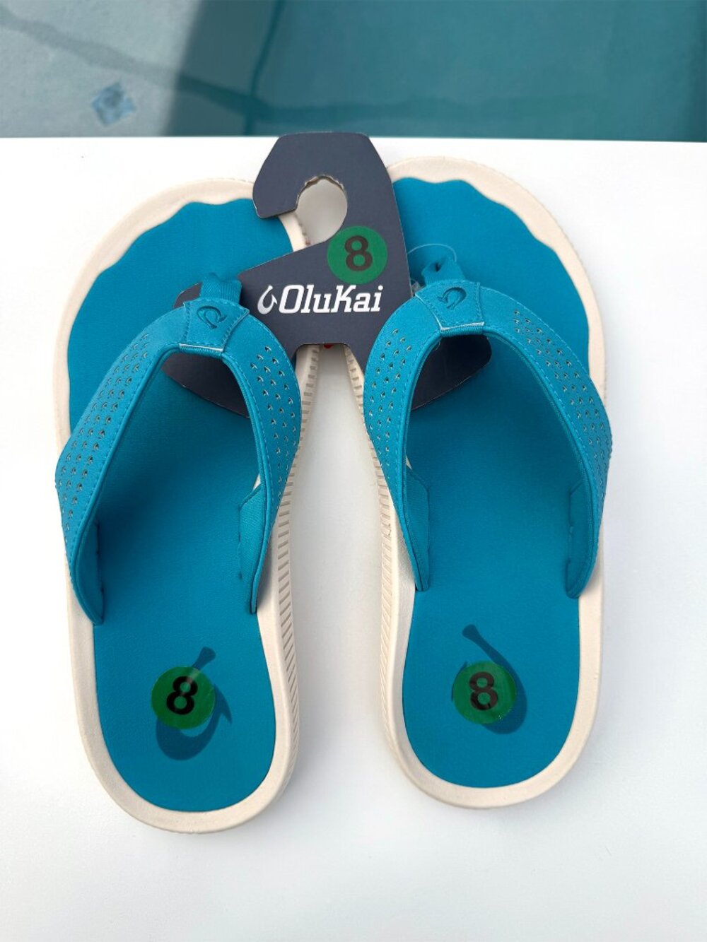 Olukai Ulele Beach Sandals Flip Flops Thong Tropic Blue Men's Size 8 NWT